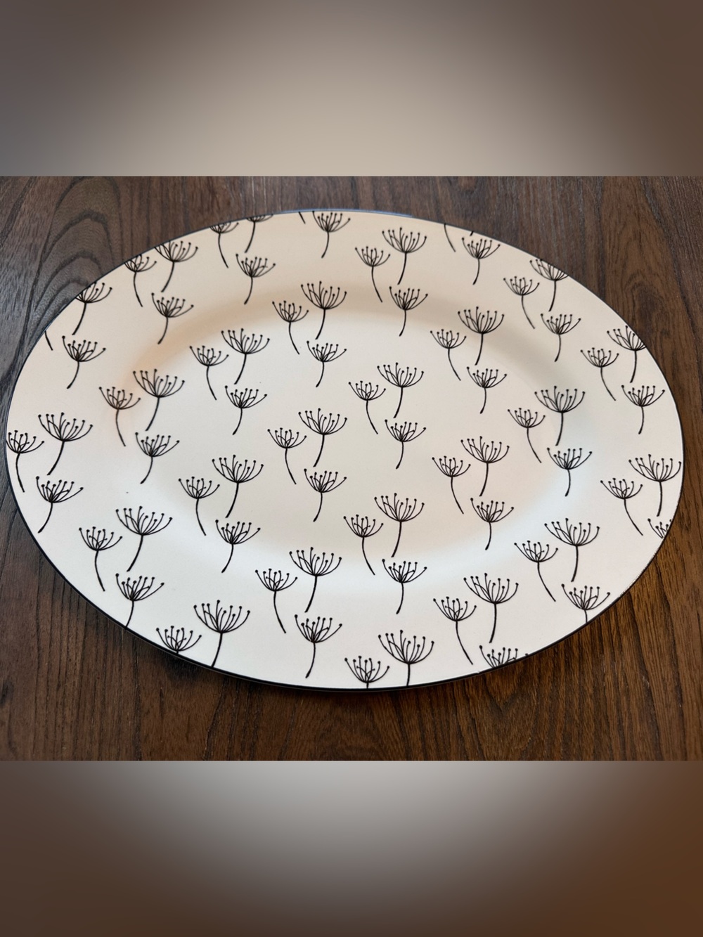 Lenox Around the Table WISH 16" Oval Serving Platter White Black NWT